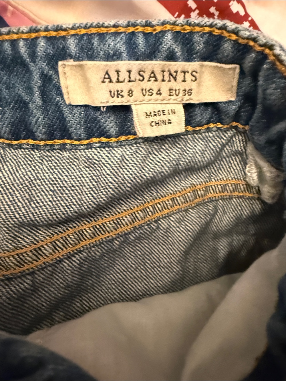 All Saints Light Blue Distressed Denim Mini Skirt - Picture 4 of 4